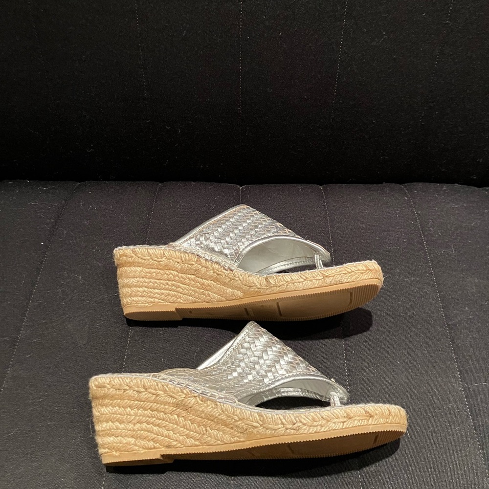 Silver Wedge Sandals with Metallic Finish